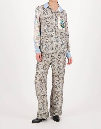 Me369 Isabel Snake Print Shirt In Grey
