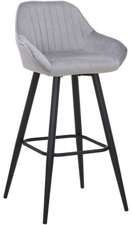 Netfurniture Vulune Bar Stool Matt Velvet Seat - Grey