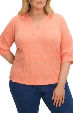 Nic+Zoe Lace Split Neck Top in Calypso at Nordstrom, Size 1X