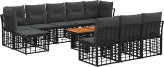 vidaXL Conjunto De Sof&aacute;s De Jard&iacute;n 11 Uds. Negro Y Gris Oscuro Vidaxl