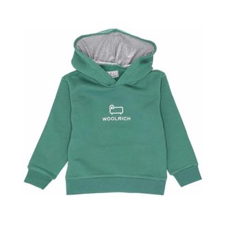Woolrich Kids Sweatshirts, male, Green, 10 Y, Logo Hoodie