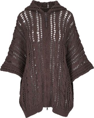 Brunello Cucinelli Cardigan in maglia traforata - Marrone