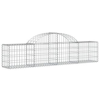Berkfield Home Decorative Arched Gabion Baskets 4 pcs 200x30x40/60 cm Galvanised Iron in Silver
