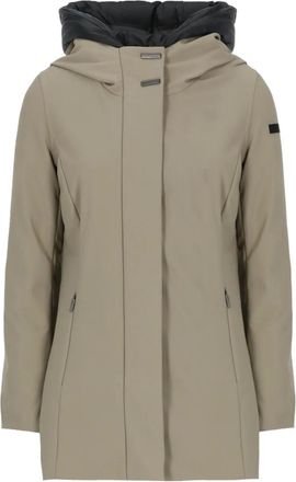 Roberto Ricci Design hooded coat - women - Duck Down/Feather/Polyamide/Elastane/Polyamide - 46 - Neutrals