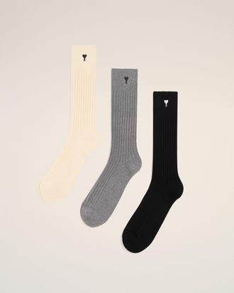 Ami Cotton Three Pack Black Ami De Coeur Socks Multicolor - 35-38 - Unisex