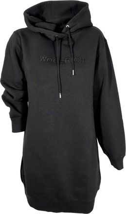 Woolrich Urban Fleece Jurk - Dames - Hoodies - Zwart - XS - Katoen - Hoodies & sweatvesten