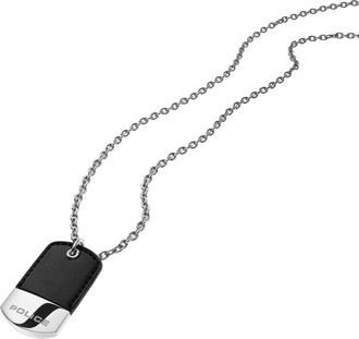 Police Mens : FRAGMENT Pendant - Silver Leather - One Size