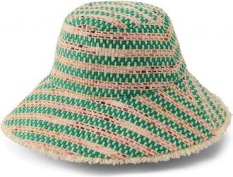 Helen Kaminski Cintia Boucl&eacute; Stripe Bucket Hat in Jade Multi at Nordstrom