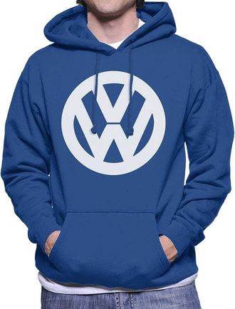 Volkswagen White VW Logo Classic Retro Mens Hooded Sweatshirt