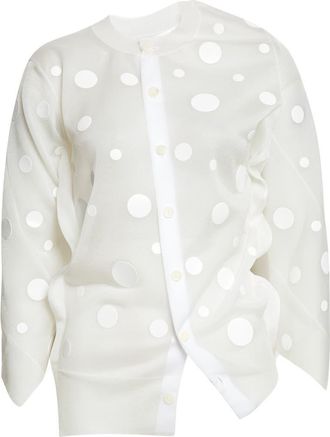 Junya Watanabe Polka Dot Jacquard Sheer Cardigan in White at Nordstrom, Size Medium