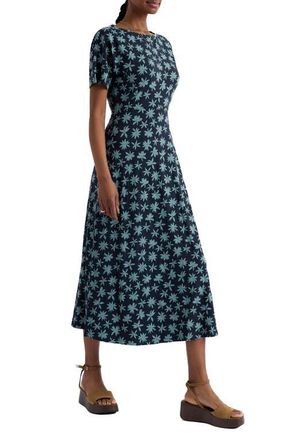 Seasalt Cornwall Mirva Floral Stretch Organic Cotton Jersey Midi Dress in Tropic Bloom Maritime at Nordstrom, Size 10 Us