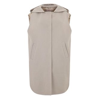 Herno Long Sleeveless Cardigan - female - Herno - Waistcoats - Beige - 2XL - Jackets