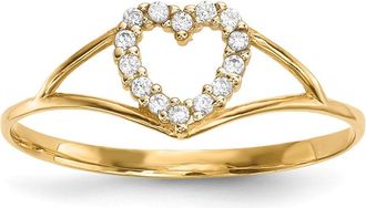 Diamond2Deal 14k Yellow Gold Cubic Zirconia Heart Ring
