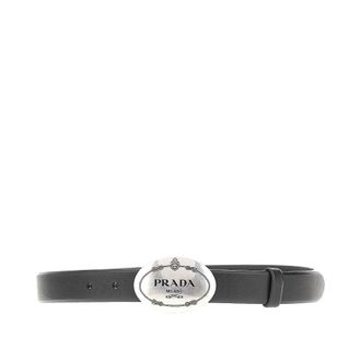 Prada Leather belt with logo buckle Woman 75