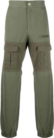 Palm Angels Katoenen Broek - Heren - Straight fit broeken - Groen - XS - Katoen - Broeken