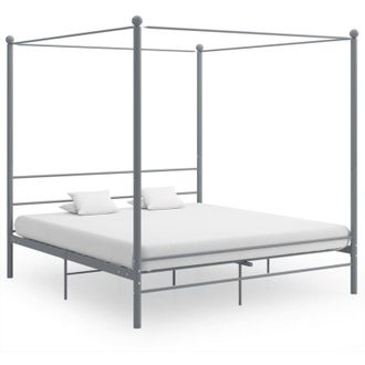 vidaXL Letto a Baldacchino Grigio in Metallo 200x200 cm - Vidaxl