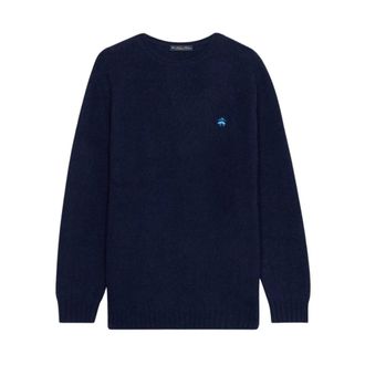 Brooks Brothers Truien & Vesten, Heren, Blauw, 2Xl, Wol, Shetland Wol Trui met Logo