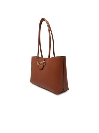 Guess Womens Handbag Cognac Polyurethane Bags - Tote-Bags
