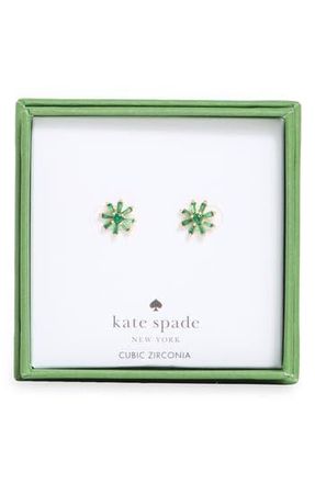 Kate Spade New York mini flower stud earrings in Emerald/Gold at Nordstrom Rack