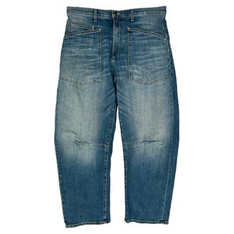 Nili Lotan Nili Lotan Shon Barrel Jeans in Blue Cotton