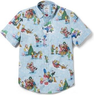 Reyn Spooner The Simpsons Greetings Button-Down Shirt in Blue at Nordstrom Rack, Size Xx-Large