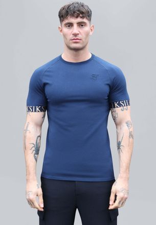 Siksilk T-Shirt SIKSILK Siksilk T-Shirt Tech T-Shirt, Herren, Gr. XL, blau, Obermaterial: 95% Baumwolle CO. 5% Elasthan EL., Shirts T-Shirt