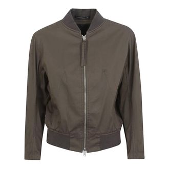 Yohji Yamamoto Bomber Jackets, female, Brown, Size: M Cotton Twill Short Blouson