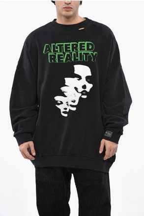 Raf Simons Felpa Girocollo ALTERED REALITY Effetto Vintage con Stampa s taglia M