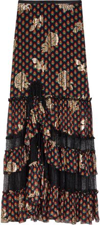 Etro Floral-embroidered Silk Maxi Skirt - Black - 40 (UK8 / S)