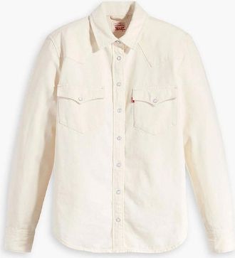 Levi's Womens Ultimate Western Collared Long Sleeve Shirt - Icy Ecru - Size: 10