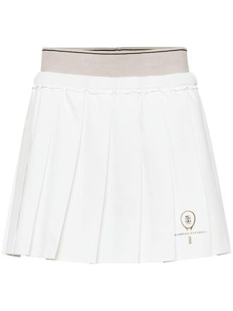 Brunello Cucinelli Mini-rok met geborduurd logo - Wit