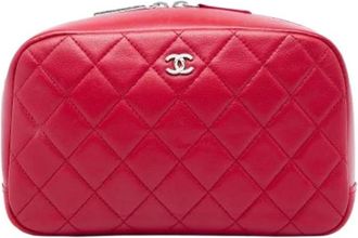 Chanel Pre-owned Zip-Around Pouch - Dames - Vintage Accessoires - Rood - ONE Size - Leer - Vintage