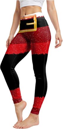 Generic Holiday Leggings Women High Waisted Stretchy Fabric with Christmas Prints Featuring Reindeer Snowflakes Santa Perfect for Yoga Running Workout (M)