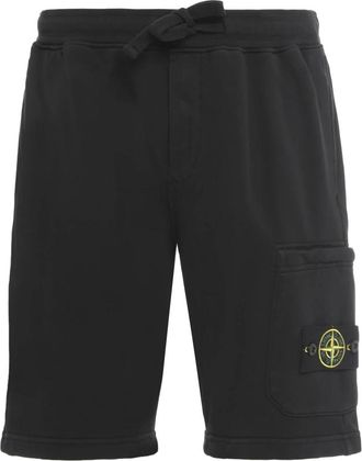 Stone Island Casual Shorts, male, Black, Size: 2XL Cotton Bermuda