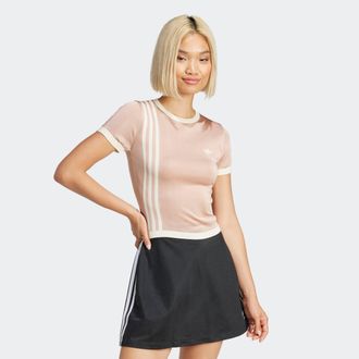 adidas T-Shirt ADIDAS ORIGINALS KNITTED 3S TEE, Damen, Gr. XL, rosa (ash pearl), Obermaterial: 67% Viskose, 33% Polyester, Shirts T-Shirt