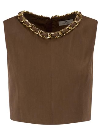 Elisabetta Franchi Sleeveless Top With Jewel Chain Detail