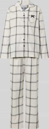 Louis & Louisa Pyjama aus Flanell mit Label-Stitching Modell Wohlfühl-Momente in Beige, Größe XXL