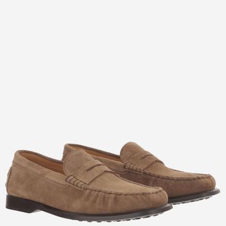 Tod's Mens Suede Loafers Light Brown