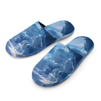 Generic Glacier Cave Ice Winter Mens House Slippers Slip Indoor Slipper On Shoes Warm Outdoor