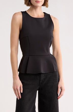 T Tahari Sleeveless Scuba Peplum Top in Black Solid at Nordstrom Rack, Size X-Small