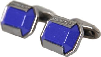 Dolce & Gabbana Mens Silver Plated Brass Pin Crystal Cufflinks Accessory