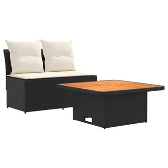 vidaXL 2 Pieza Sof&aacute; Central De Jard&iacute;n Con Mesa Elevable Vidaxl