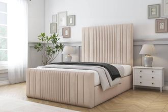 Comfort Beds The Foxy Naples Bed Frame With Mattress-50 Upholstered in Light Sand | Size: Single