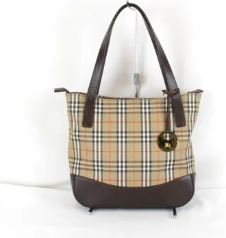 Burberry Beige Canvas Leather Tote Bag (Pre-Owned)