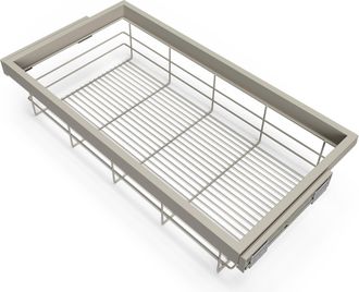 Emuca Kit De Cesta De Alambre Y Bastidor De Gu&iacute;as Con Cierre Suave Para Armario, Regulable, M&oacute;dulo 900mm, Gris Piedra - Emuca
