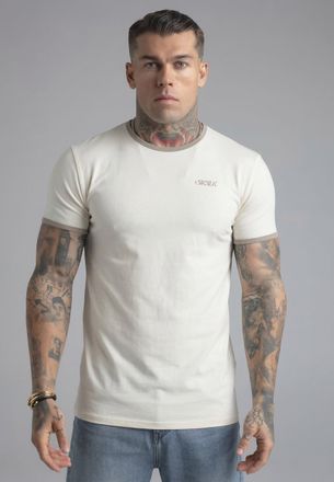 Siksilk Camiseta Ringer Ecru para Hombres XXL