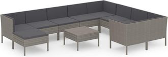 vidaXL Set De Muebles De Jard&iacute;n 11 Pzas Y Cojines Rat&aacute;n Sint&eacute;tico Gris Vidaxl
