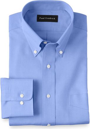 Paul Fredrick Tailored Fit Non-iron Cotton Pinpoint Solid Button Down Collar Dress Shirt