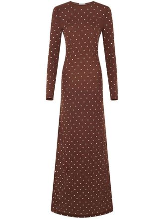 Paco Rabanne crystal-embellished maxi dress - Brown