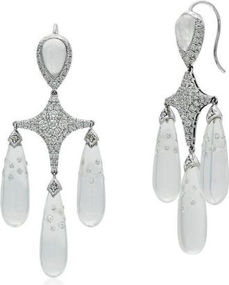 Fred Leighton Moonstone & Diamond Constellation Chandelier Earrings in White Gold at Nordstrom